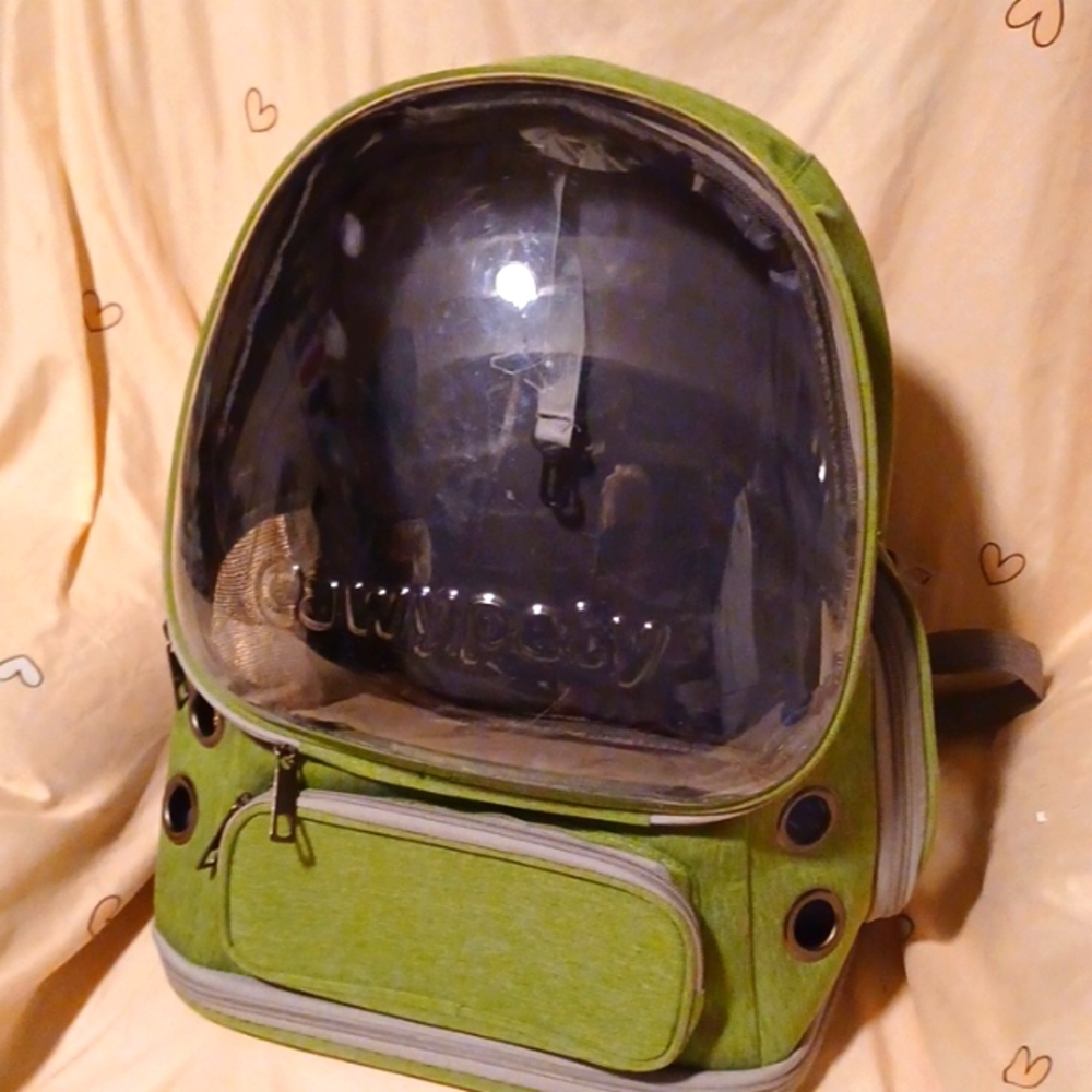 Cat Backpack Carrier for Cats and Small Dogs, Breathable Bubble Backpack Green